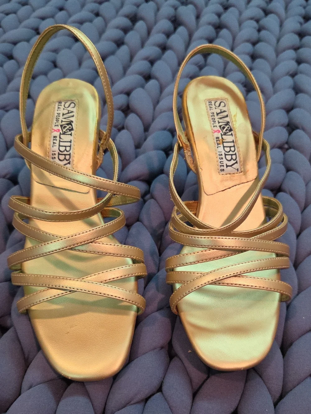 Sam & Libby Metallic Gold Strappy Kitten Heal